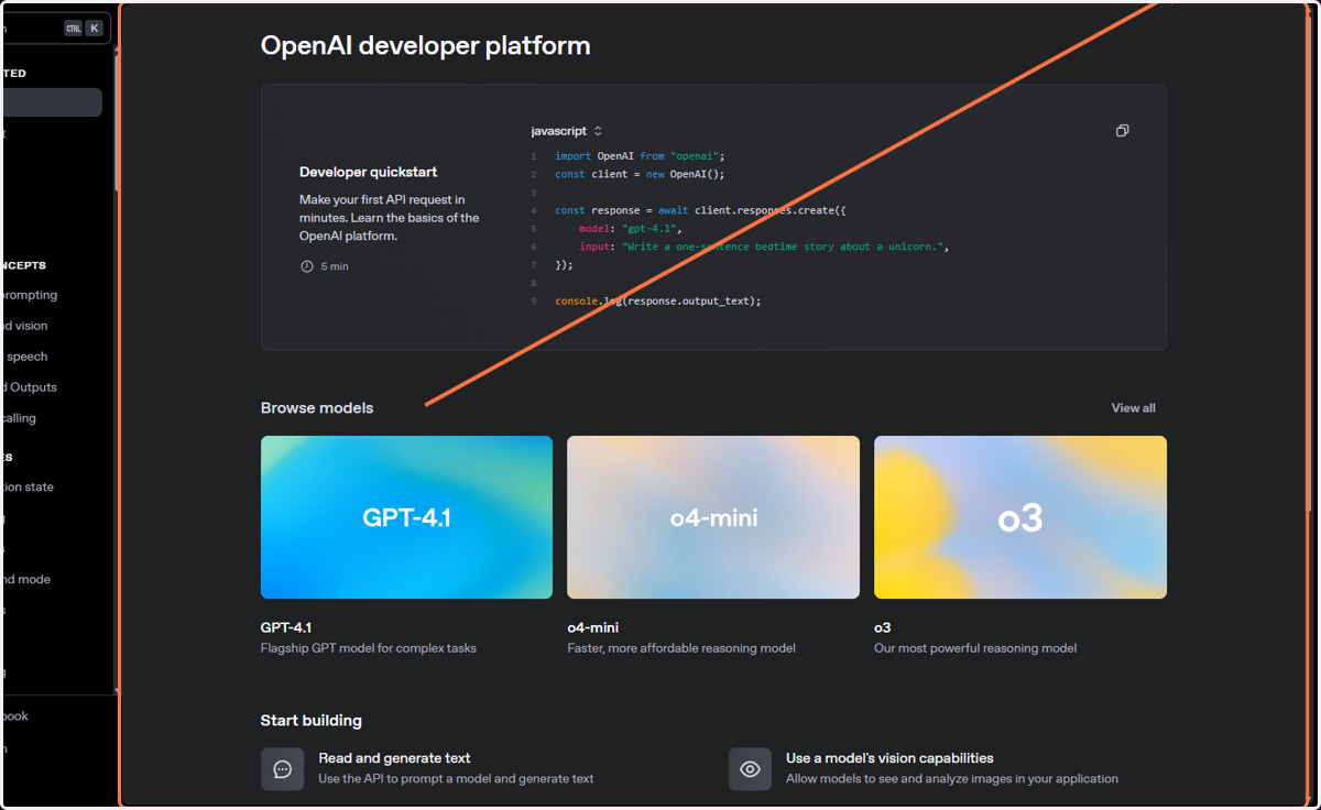 Click on OpenAI developer platform…