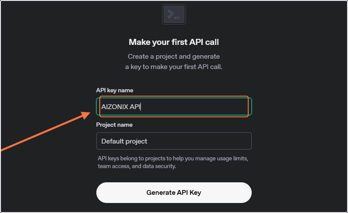 Type "AIZONIX API"