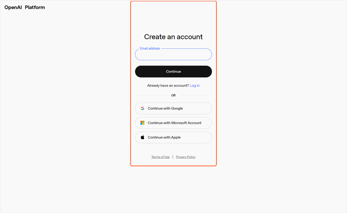 Click on Create an account…