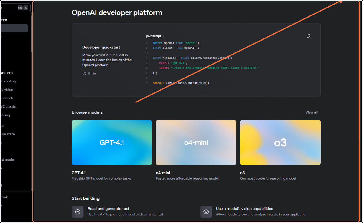 Click on OpenAI developer platform…