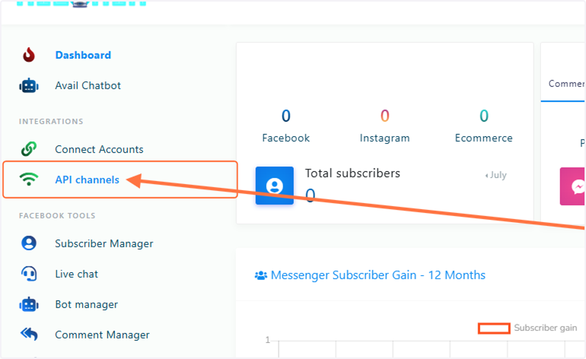 Click on API channels