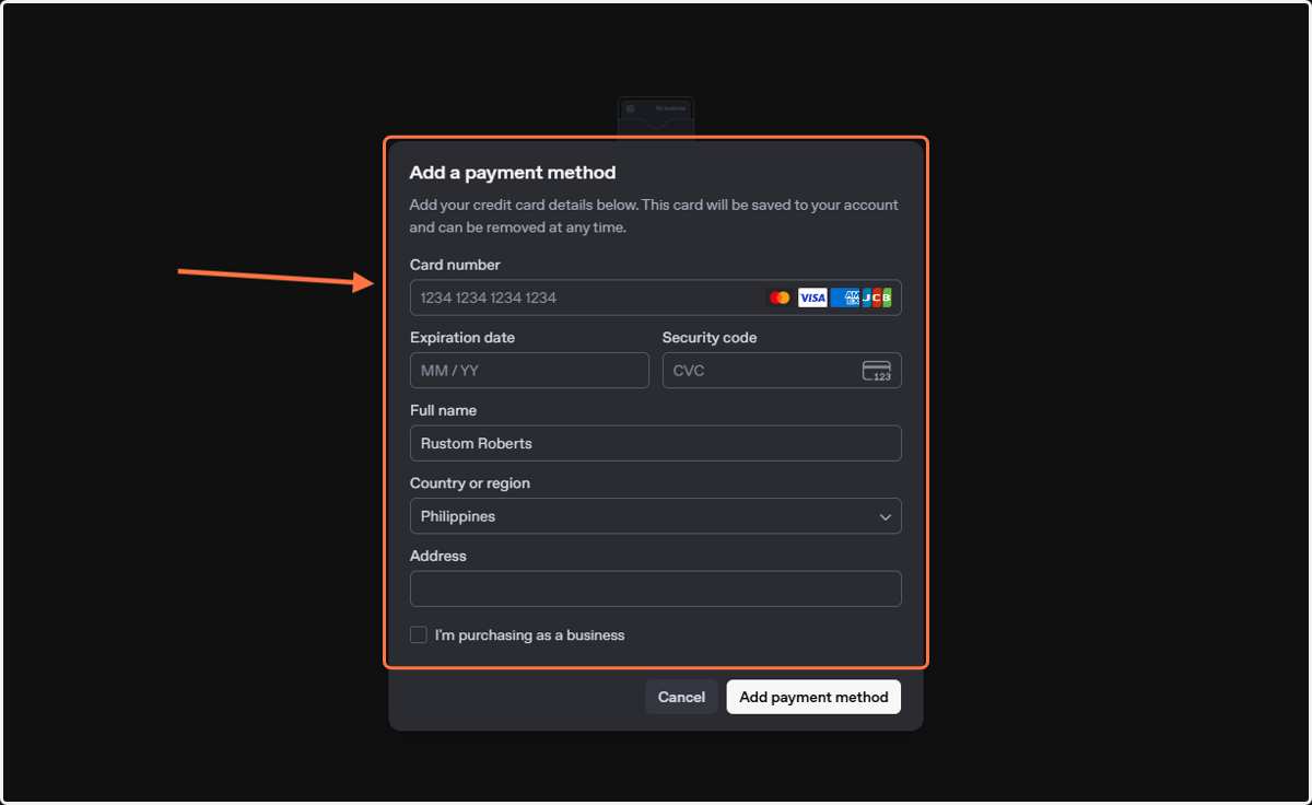 Click on Add a payment method…