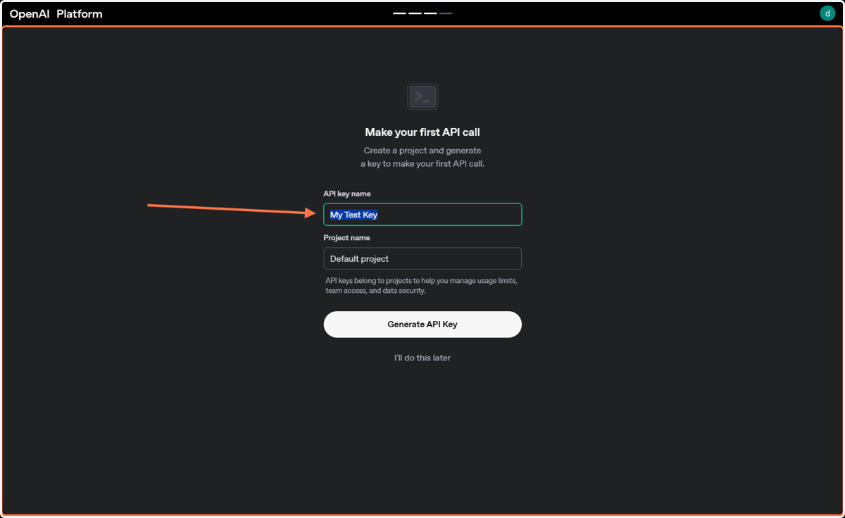 Click on Make your first API call…