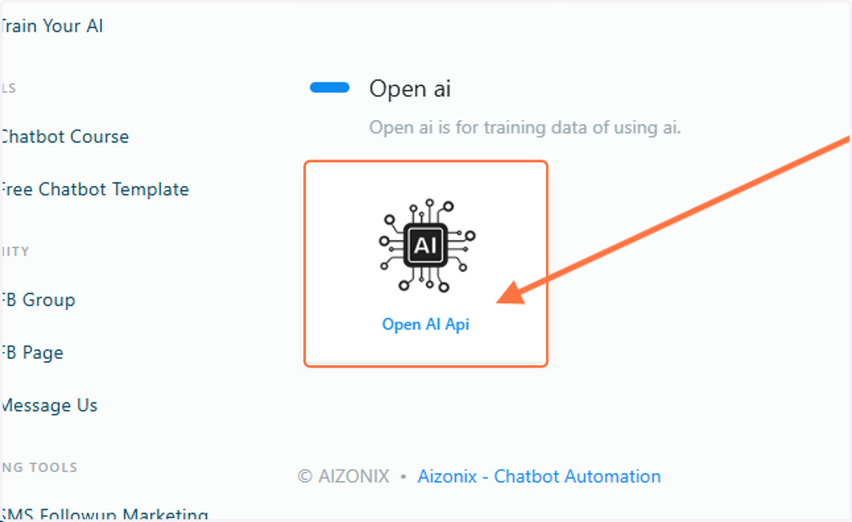 Scroll down and click on OpenAI Api