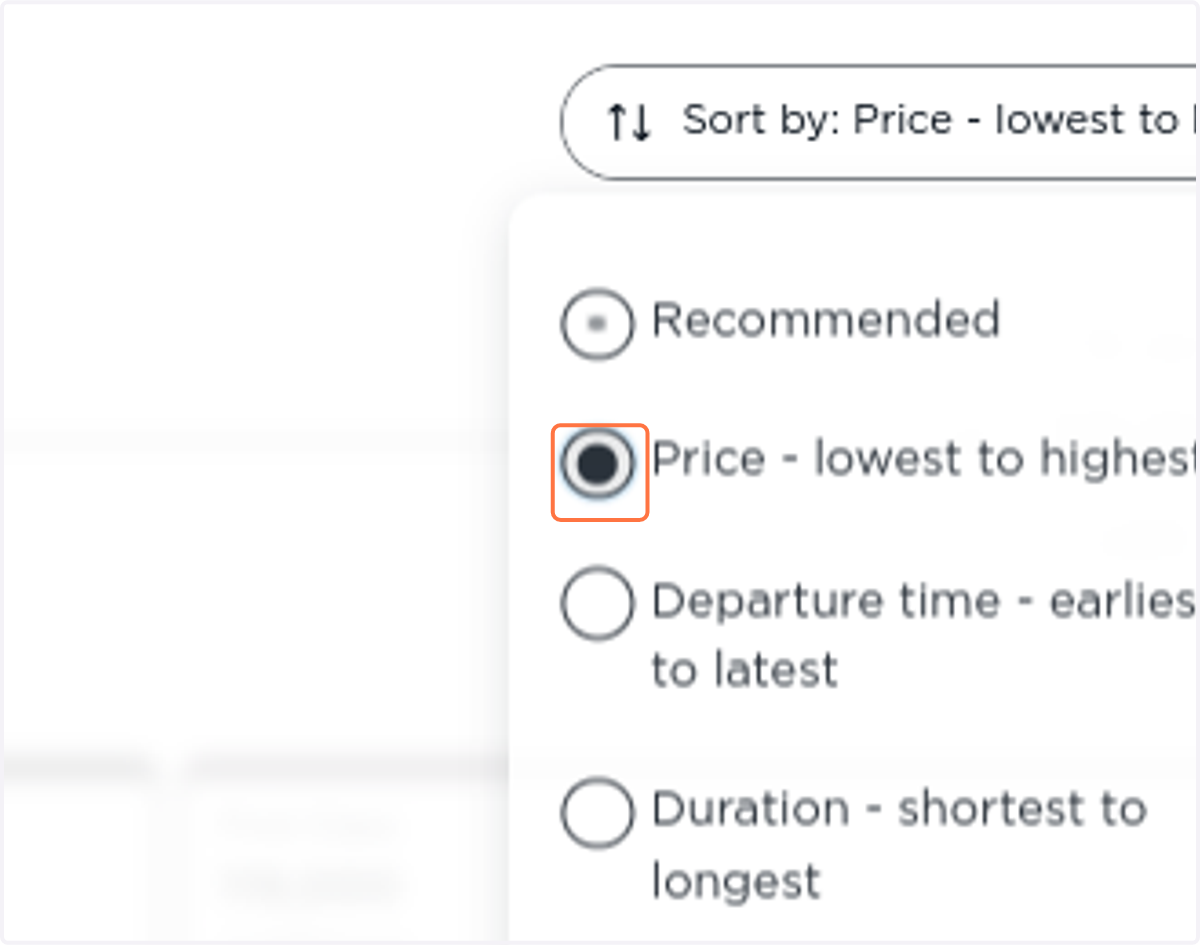Select Price - lowest to highest