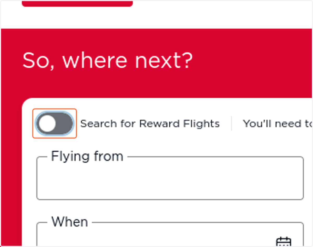 Uncheck Search for Reward Flights