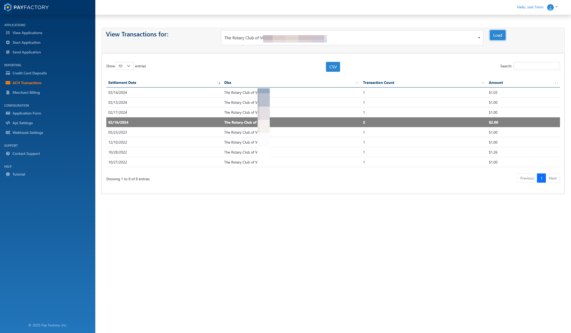 Find the date of the deposit and click into it