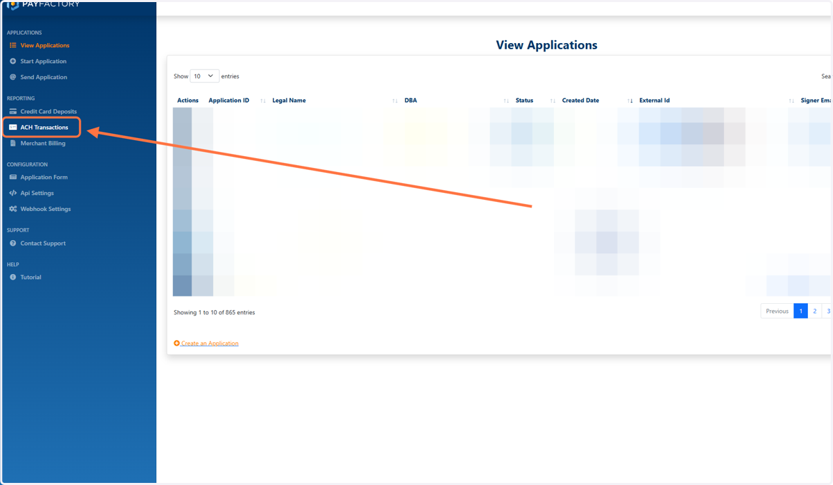 Click on ACH Transactions