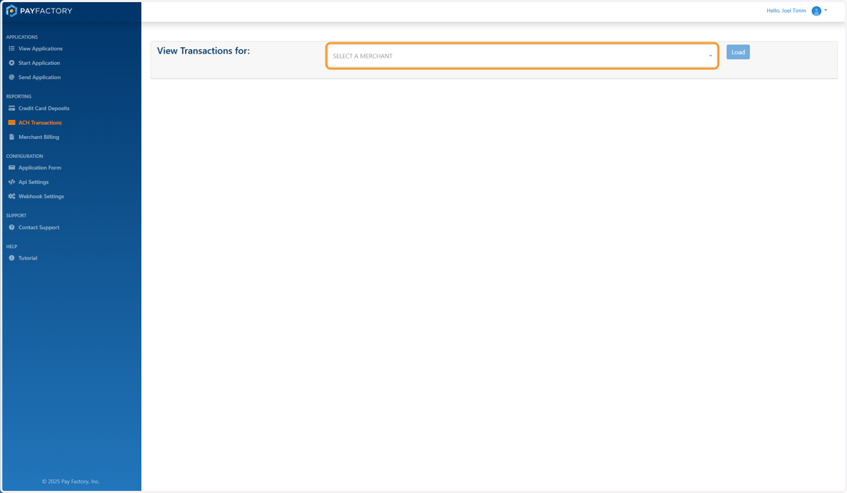 If Needed, Select the Company from the Dropdown