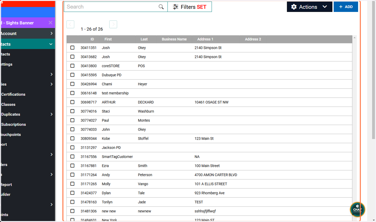 Contacts Page