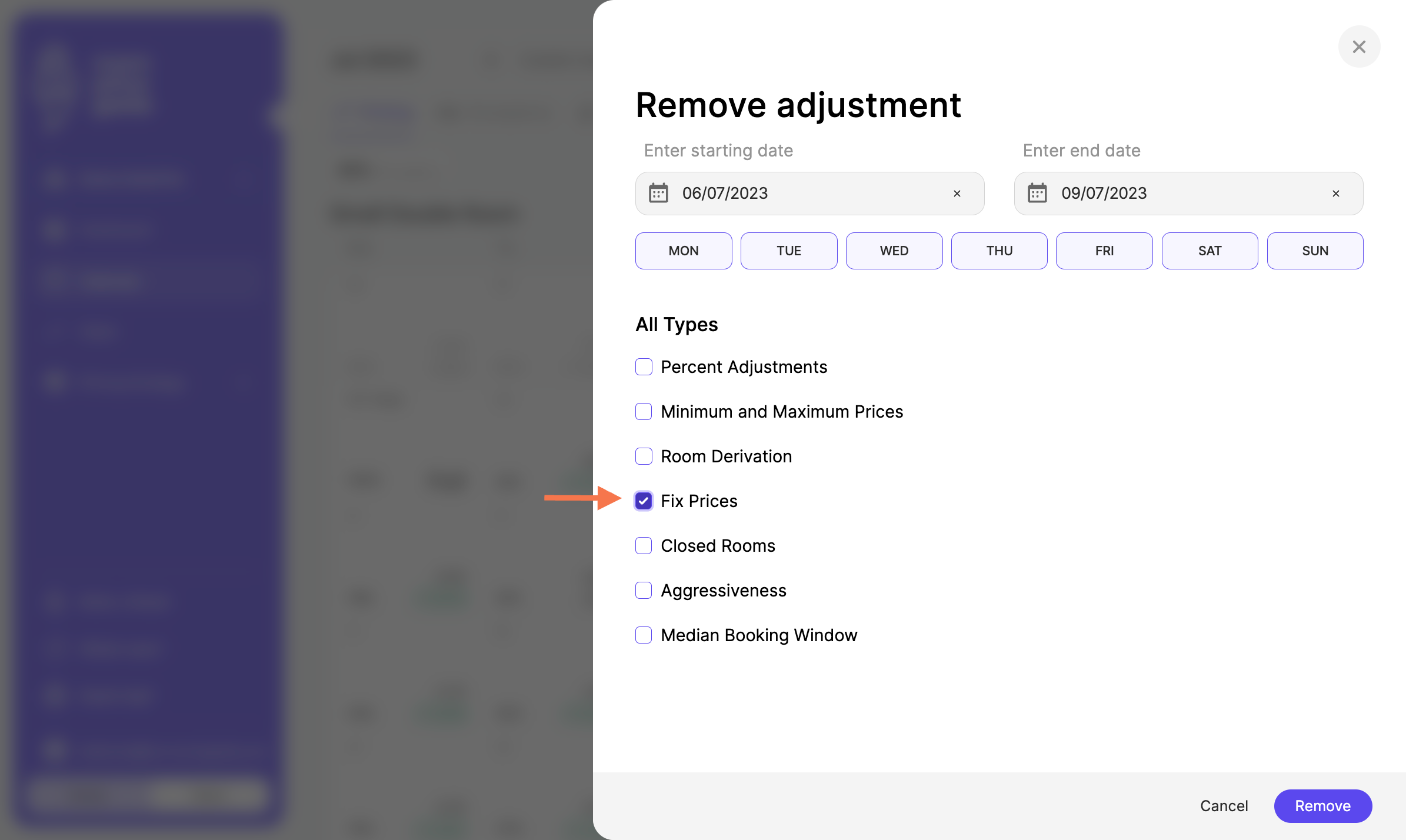 Tick the box for "Fix Prices"