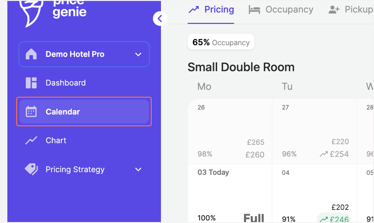 Go to "Calendar" in the navigation bar