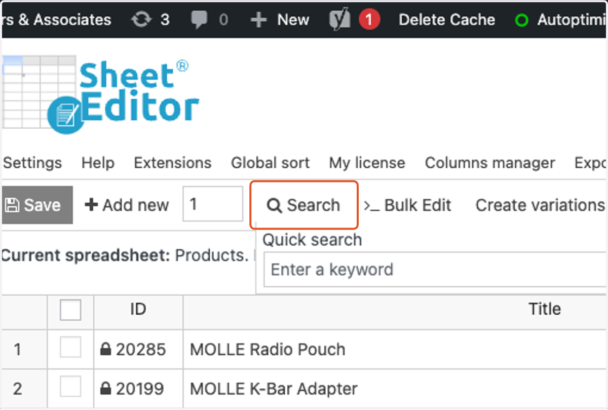 Click on Search.