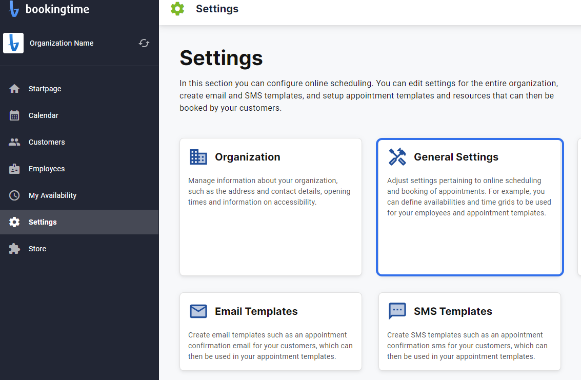 Click on Settings and then General settings