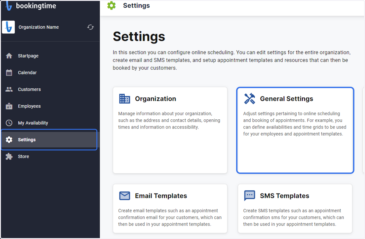 Click on Settings and then General settings