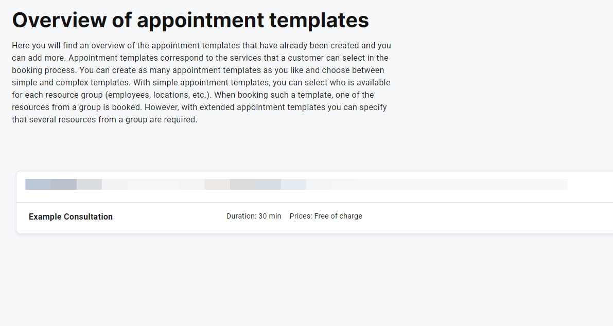 Click on the appointment template you wish to edit
