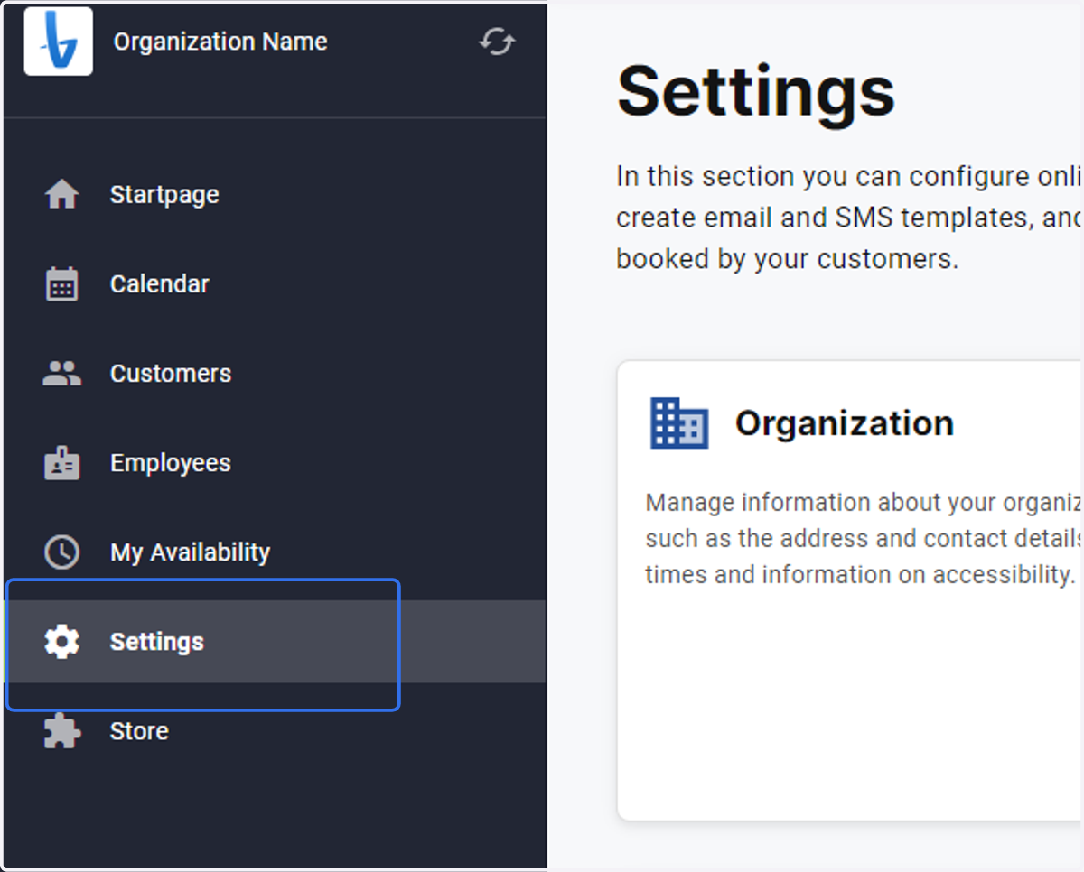 Click on settings