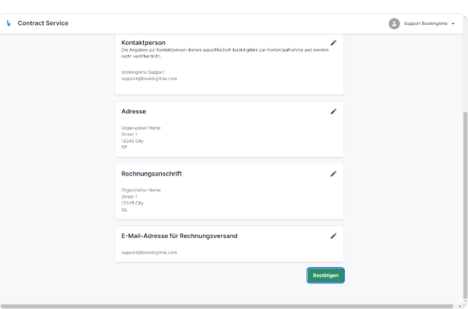 Check all your details and make changes where necessary and then click the confirm button at the bottom of the screen
