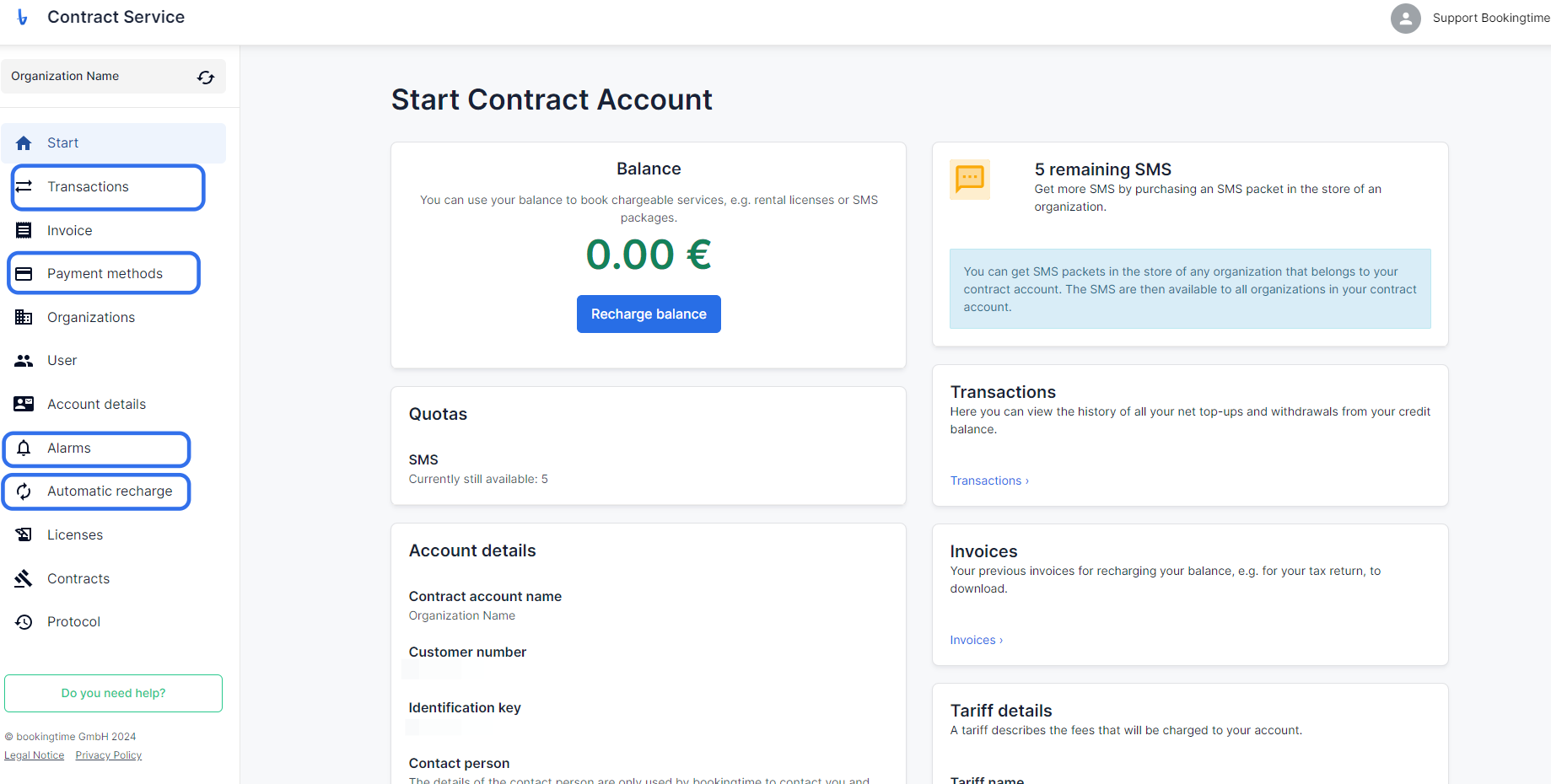 This is your contract account where you can add payment methods, view invoices and top up credit