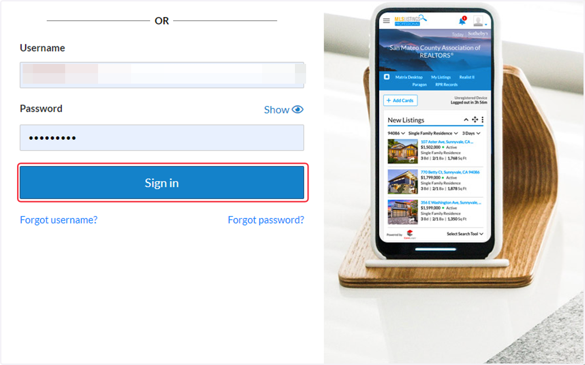 Input your username (License #) and Password. Click on Sign In…