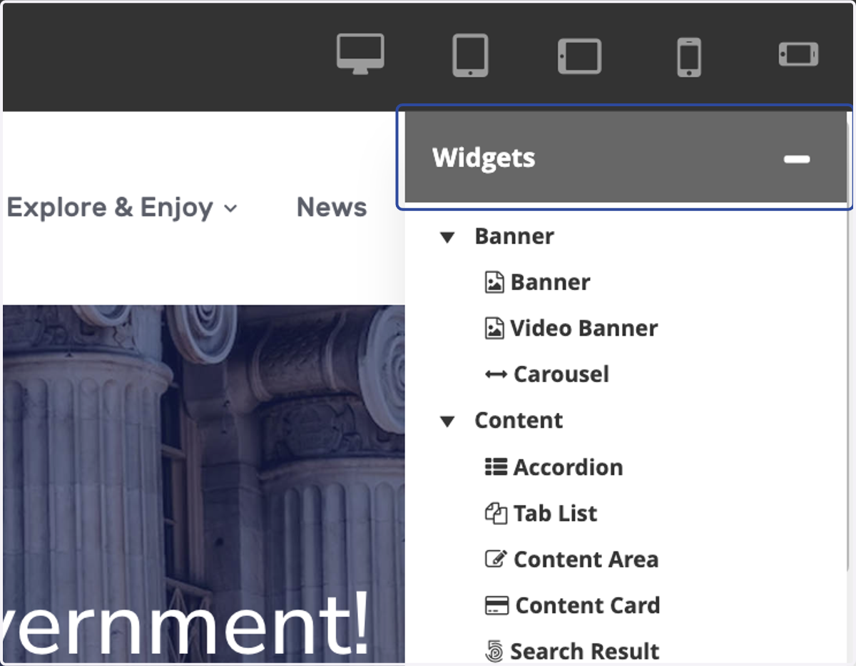 Click on Widgets