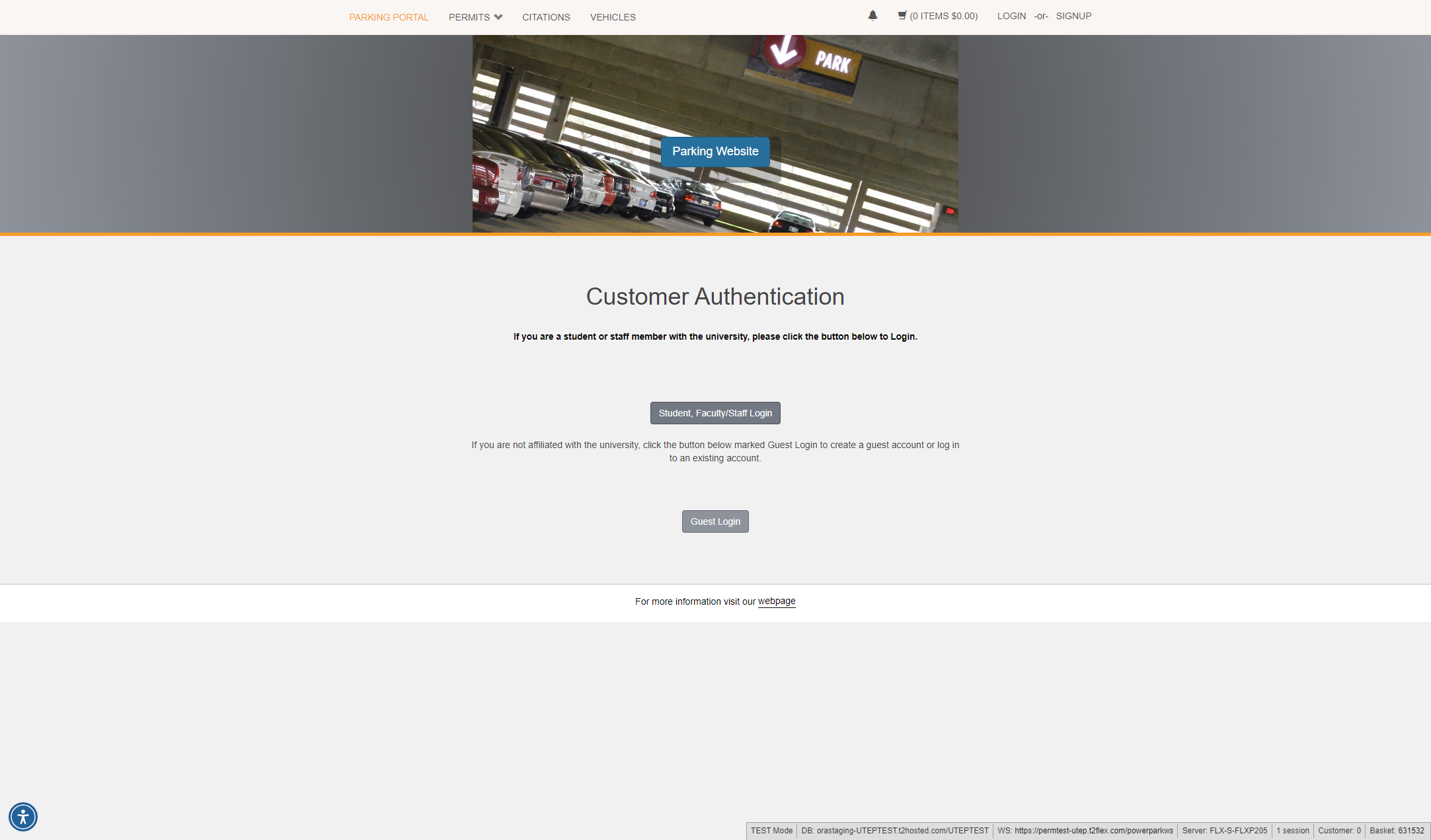 Click on Student, Faculty/Staff Login