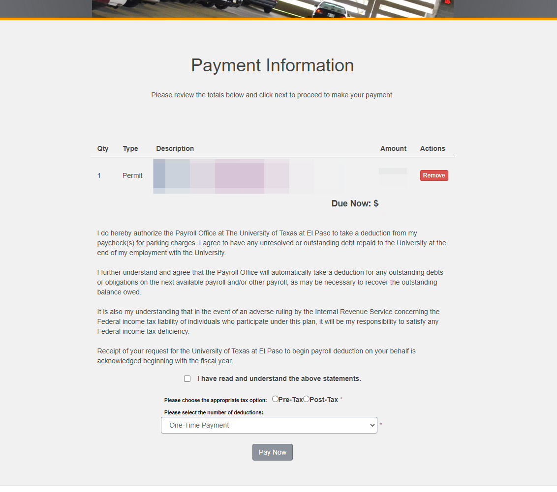 Review your permit information and scroll down