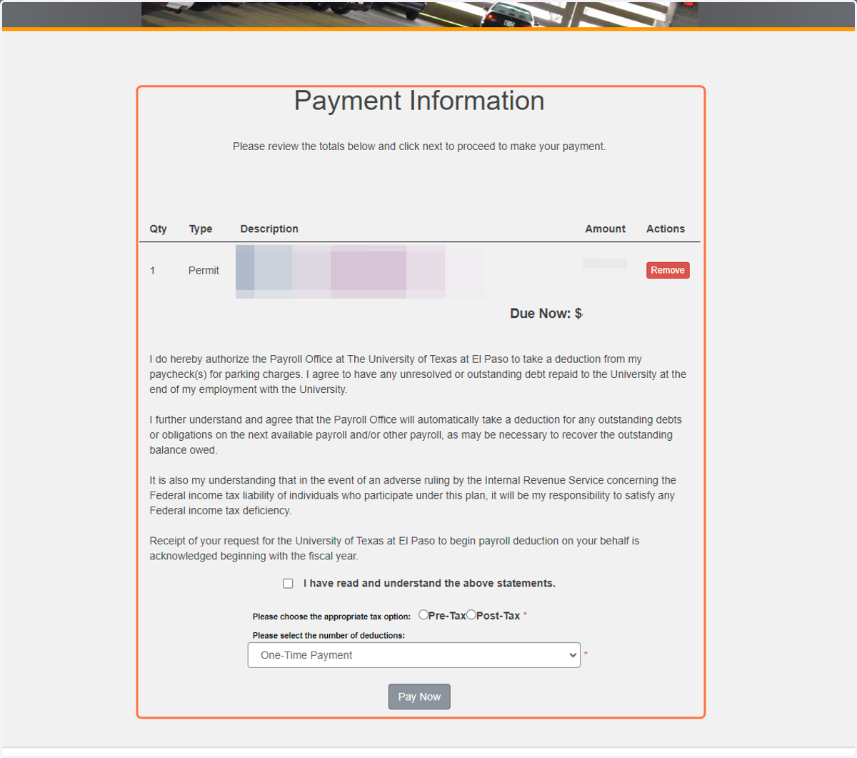Review your permit information and scroll down