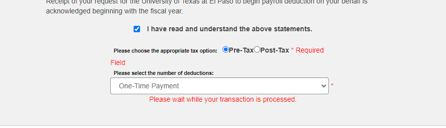 Please wait while your transaction is processed.