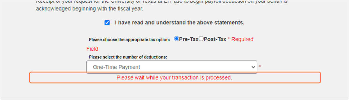 Please wait while your transaction is processed.