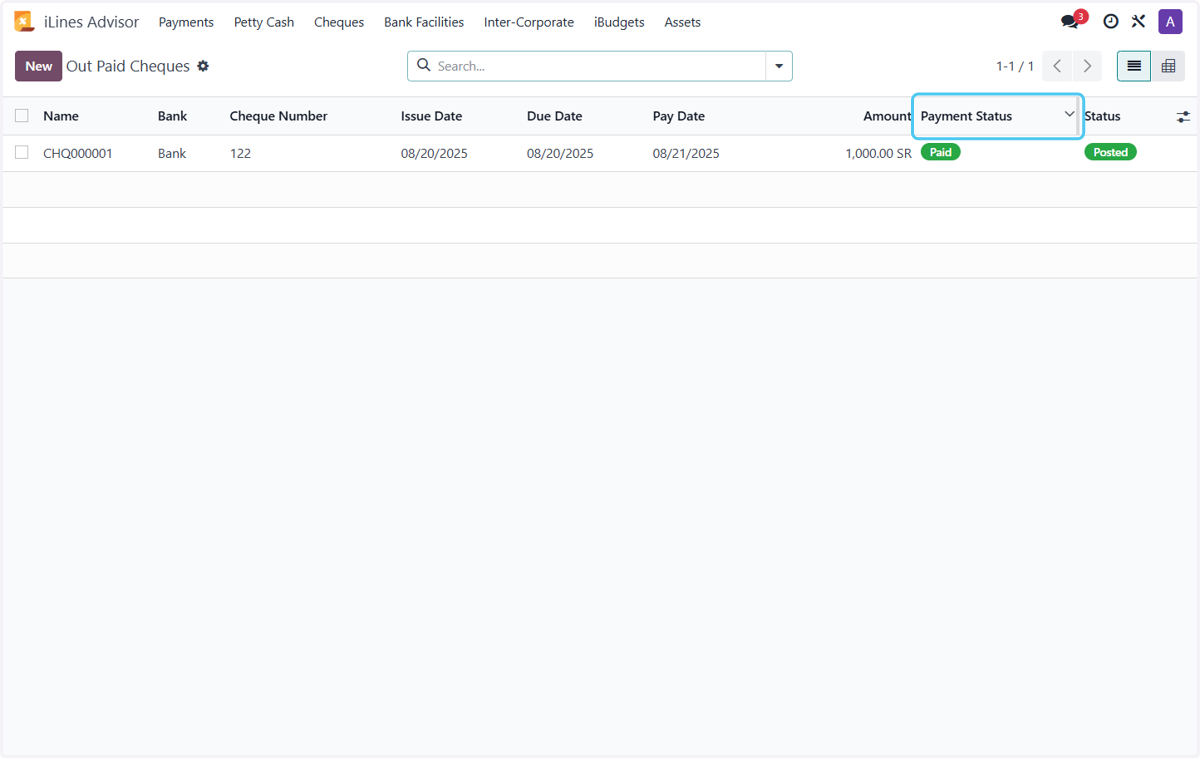 Click on Payment Status