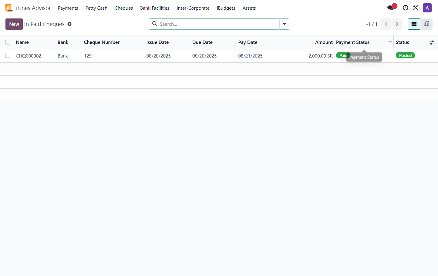 Click on Payment Status