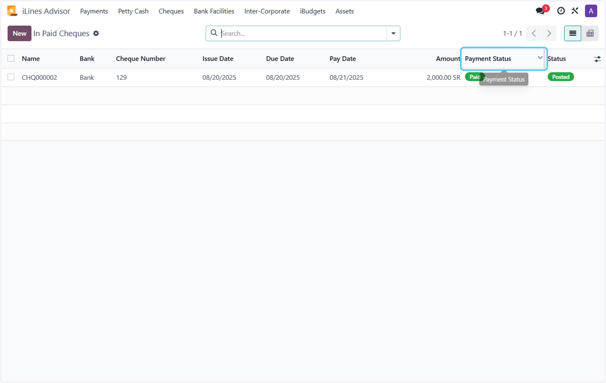 Click on Payment Status