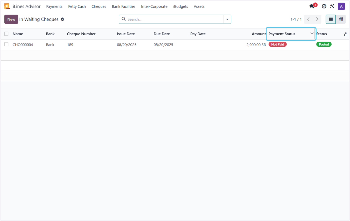 Click on Payment Status