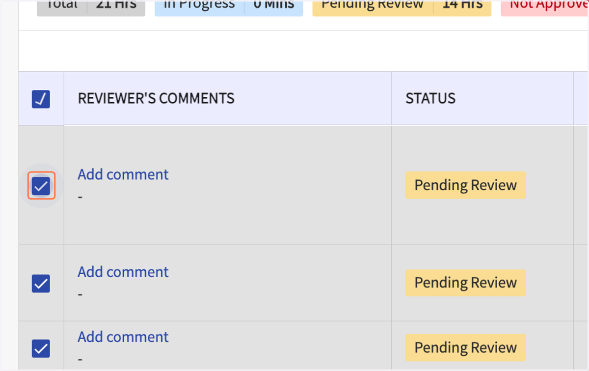 Check the weeks to approve or...