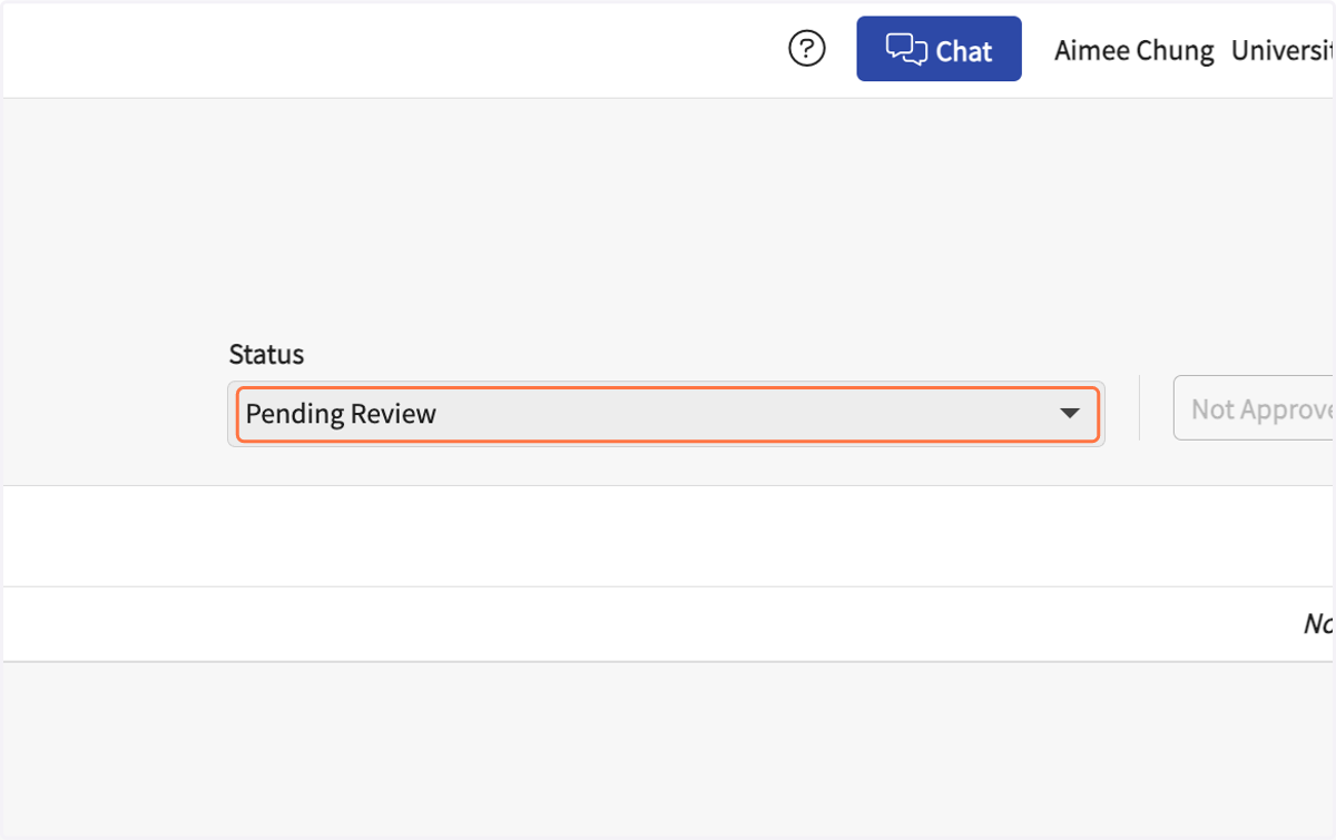 To see hours approved, click on the Status drop down arrow.