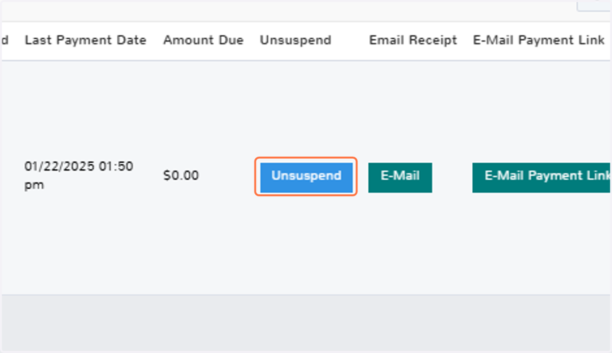 Click on Unsuspend
