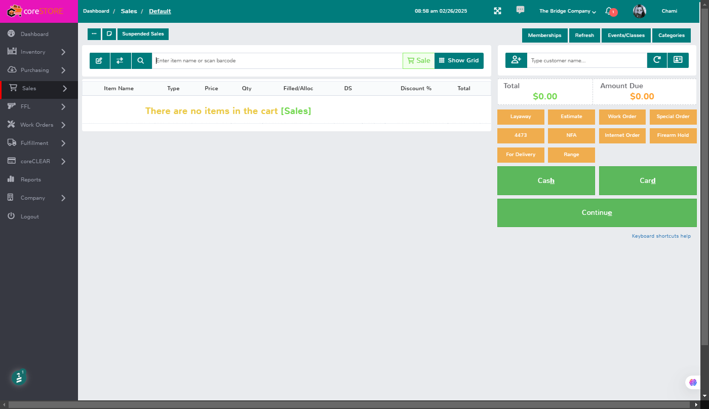 On the Sales Screen, Click on Suspended Sales