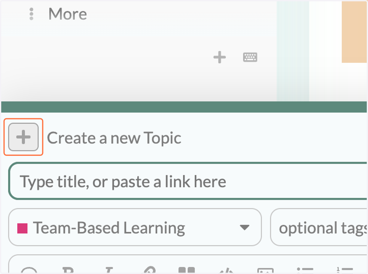 Click on the + icon to create a new topic.