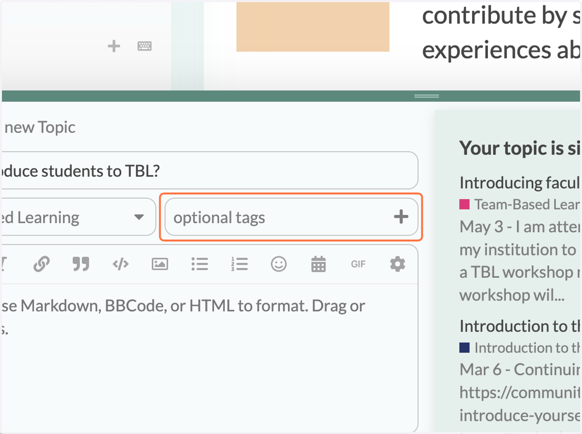 Click on optional tags.
