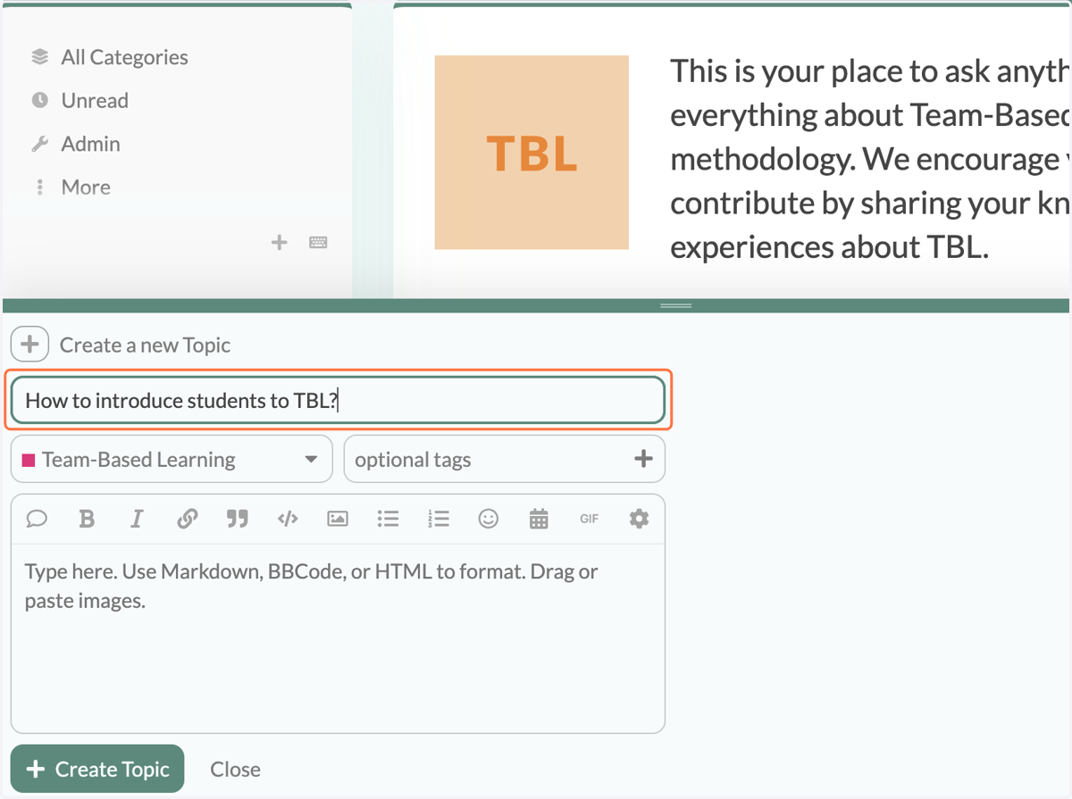 Type your topic name.