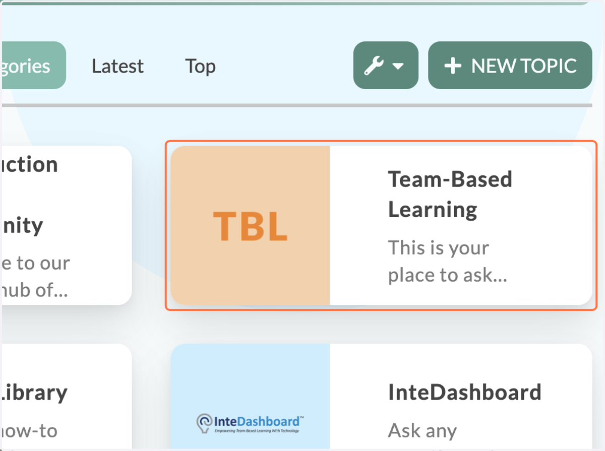 Under categories, click on Team-Based Learning.