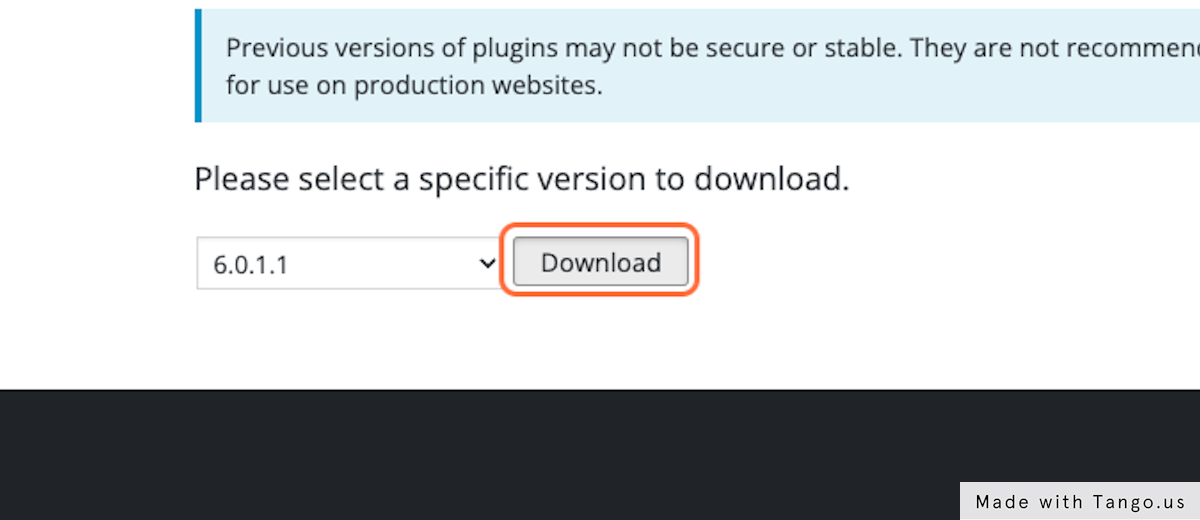 Use the dropdown at the bottom of the page to select version 6.0.1.1 and then Click on Download