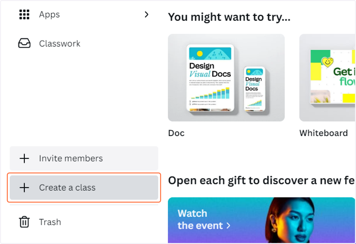Click on Create a class
