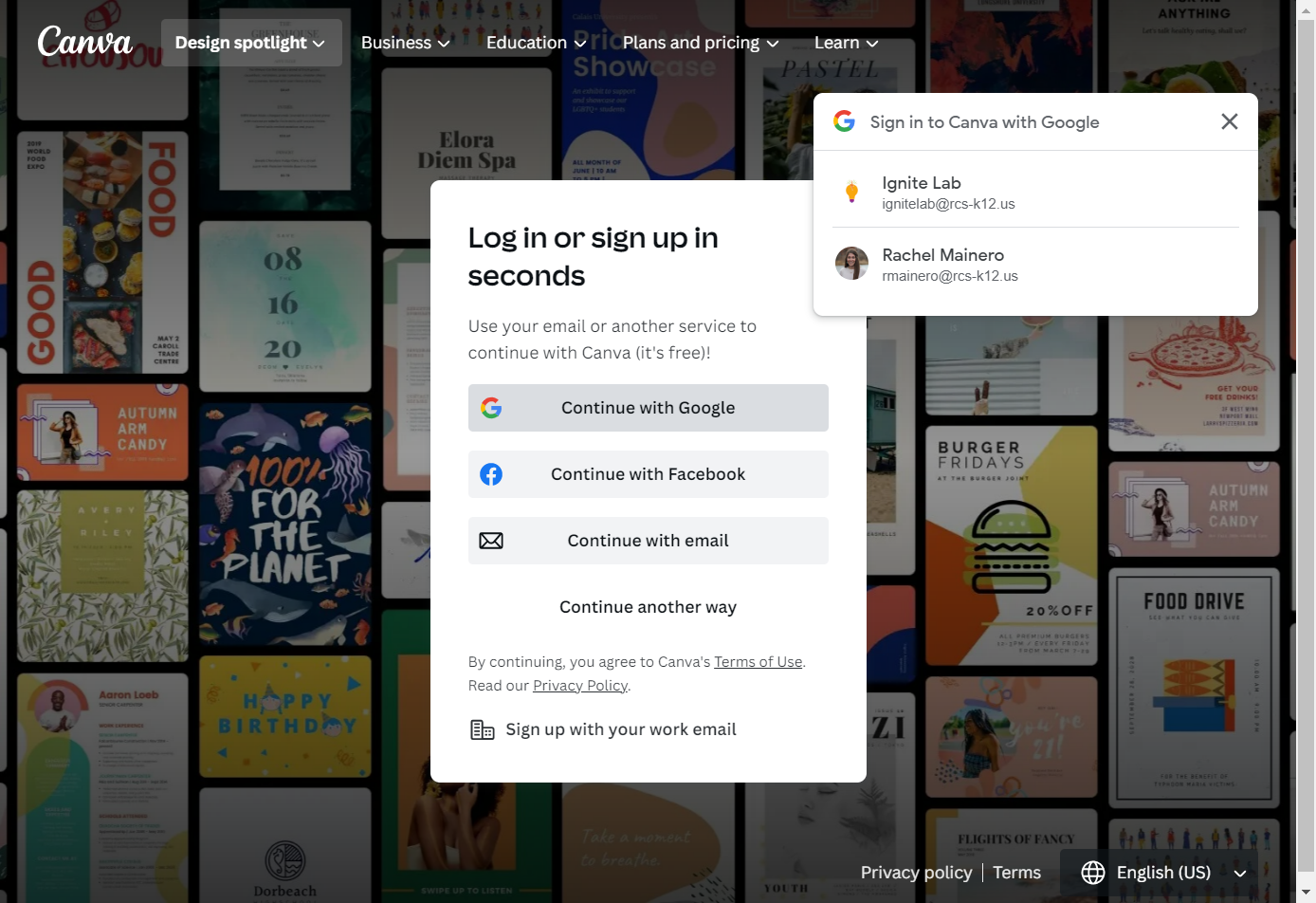 Click on Continue with Google
