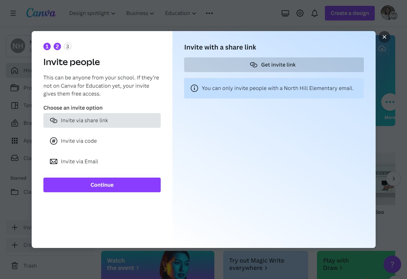 Click on Get invite link