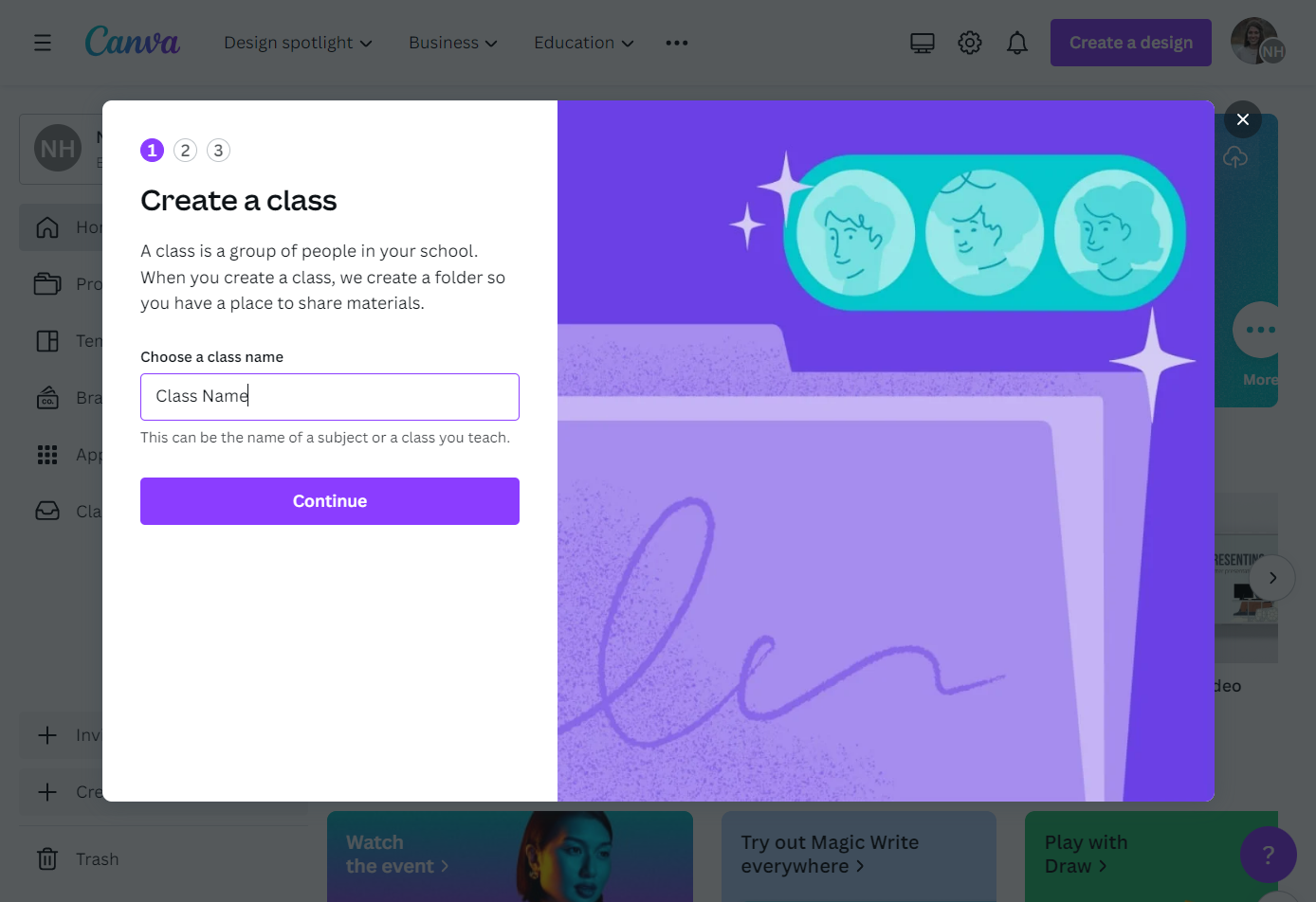 Type "Class Name"