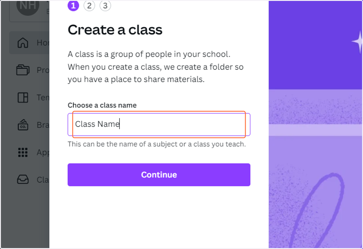 Type "Class Name"