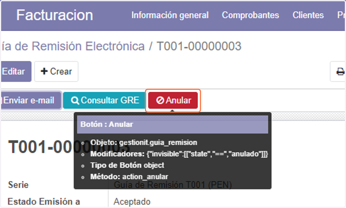 Click sobre el Botón : Anular…
