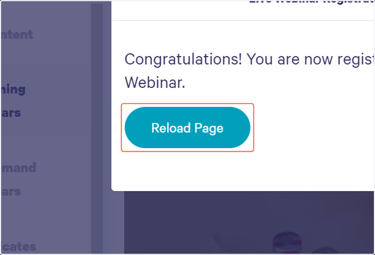 You may exit the window or Click on Reload Page